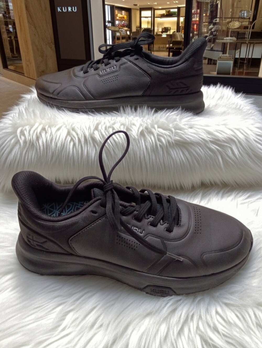 KURU Cloud Shift Black Leather Work Shoes Orthopedic Plantar Fascitis SZ 9M